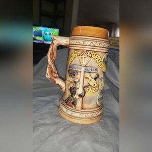 French Quarter Bourbon Street Ceramic Beer Stein - Tan with Yellow Accents